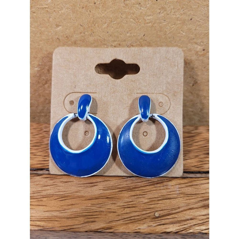 Vintage Blue and White Dangle Earrings